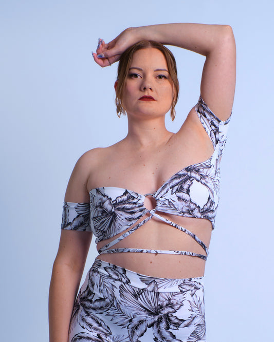 Short Sleeve Tie Up Ring Top