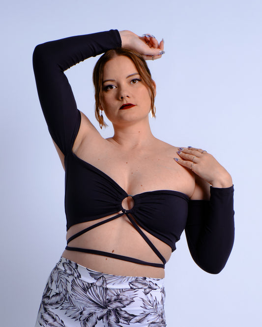 Long Sleeve Tie Up Ring Top