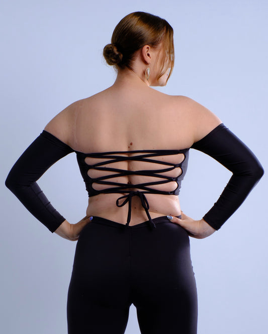 Long Sleeve Lace Up Top